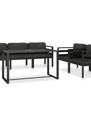 6-delige Loungeset met kussens aluminium antraciet