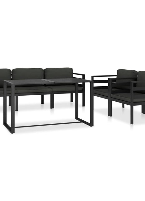 6-delige Loungeset met kussens aluminium antraciet