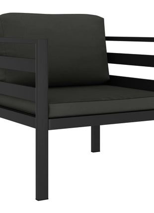 6-delige Loungeset met kussens aluminium antraciet