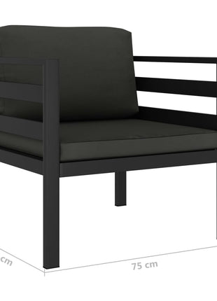 6-delige Loungeset met kussens aluminium antraciet