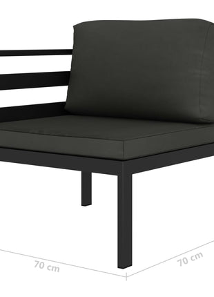 6-delige Loungeset met kussens aluminium antraciet