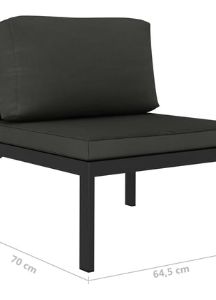 6-delige Loungeset met kussens aluminium antraciet