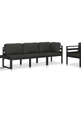 Hoekbank Sectioneel 1 St Met Kussens Aluminium Antracietkleurig