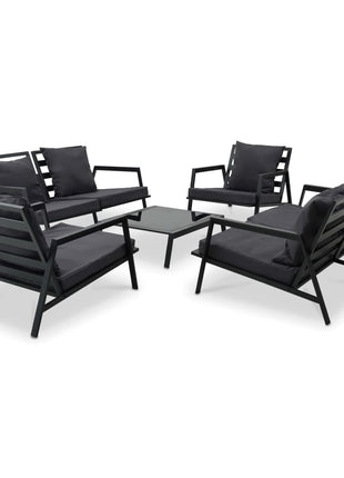 5-Delige Loungeset Met Kussens Aluminium Donkergrijs