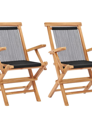 Tuinstoelen inklapbaar 2 st massief teakhout en touw