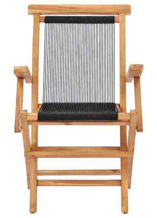 Tuinstoelen inklapbaar 2 st massief teakhout en touw