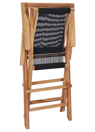 Tuinstoelen inklapbaar 2 st massief teakhout en touw