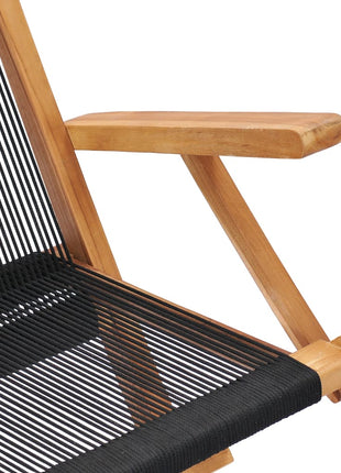 Tuinstoelen inklapbaar 2 st massief teakhout en touw