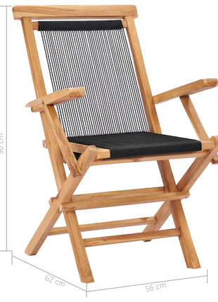 Tuinstoelen inklapbaar 2 st massief teakhout en touw