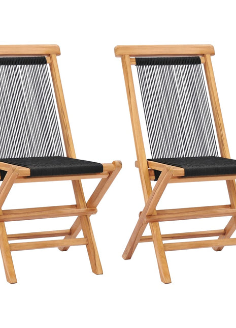 Tuinstoelen inklapbaar 2 st massief teakhout en touw