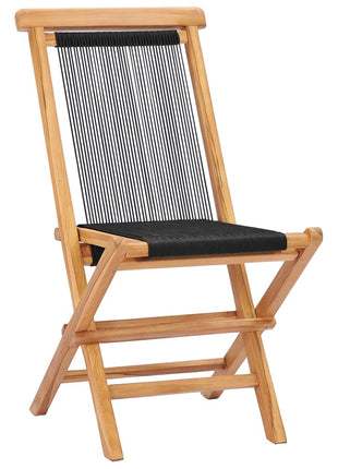 Tuinstoelen inklapbaar 2 st massief teakhout en touw