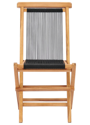 Tuinstoelen inklapbaar 2 st massief teakhout en touw