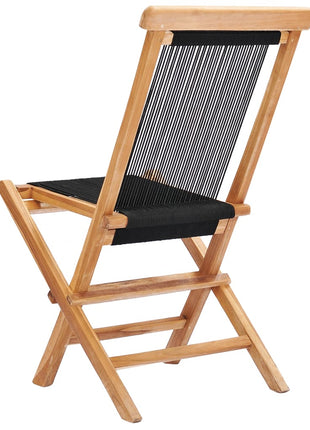 Tuinstoelen inklapbaar 2 st massief teakhout en touw
