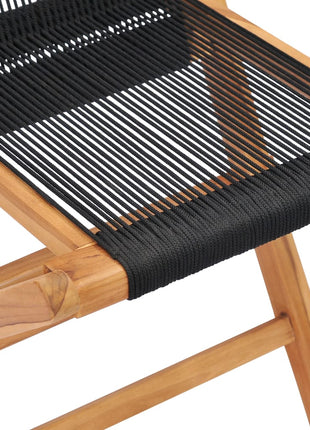 Tuinstoelen inklapbaar 2 st massief teakhout en touw