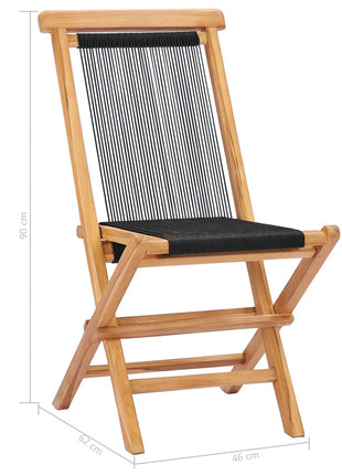 Tuinstoelen inklapbaar 2 st massief teakhout en touw