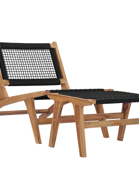 Ligbed Met Voetensteun Massief Teakhout En Touw