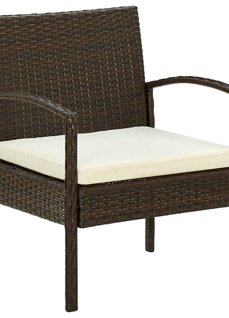 Tuinstoel met kussen poly rattan bruin