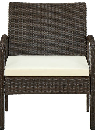Tuinstoel met kussen poly rattan bruin