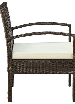 Tuinstoel met kussen poly rattan bruin