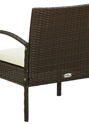 Tuinstoel met kussen poly rattan bruin