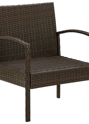 Tuinstoel met kussen poly rattan bruin