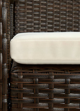 Tuinstoel met kussen poly rattan bruin