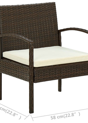 Tuinstoel met kussen poly rattan bruin