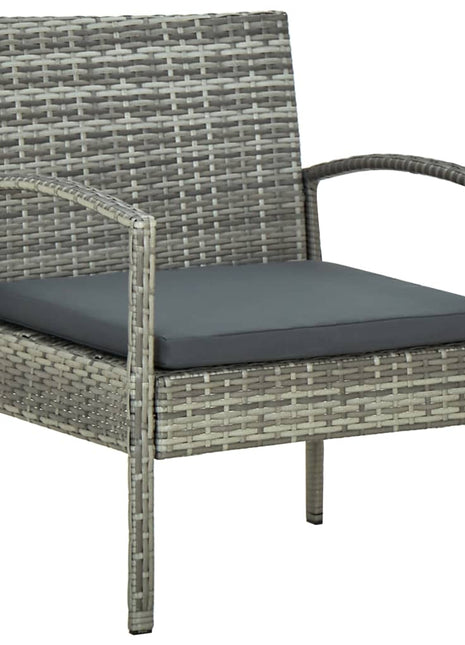 Tuinstoel met kussen poly rattan grijs