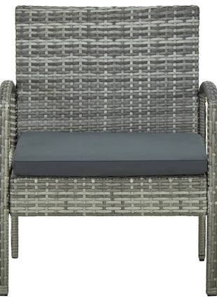 Tuinstoel met kussen poly rattan grijs