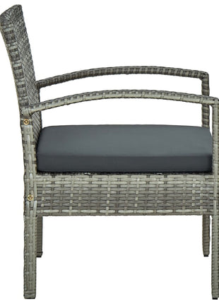 Tuinstoel met kussen poly rattan grijs
