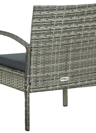 Tuinstoel met kussen poly rattan grijs