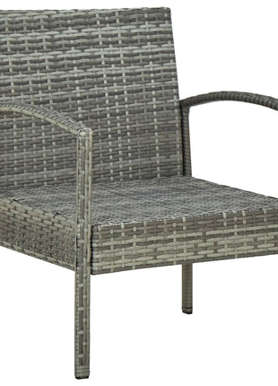 Tuinstoel met kussen poly rattan grijs