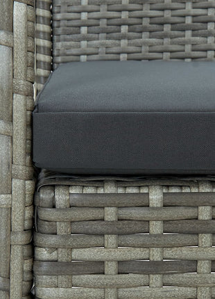 Tuinstoel met kussen poly rattan grijs