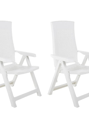 Tuinstoelen 2 st verstelbaar kunststof wit