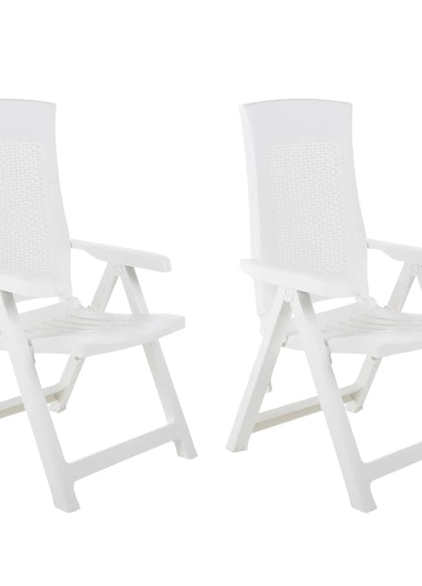 Tuinstoelen 2 st verstelbaar kunststof wit