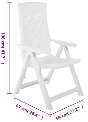 Tuinstoelen 2 st verstelbaar kunststof wit