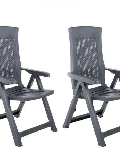 Tuinstoelen 2 st verstelbaar kunststof antracietkleurig