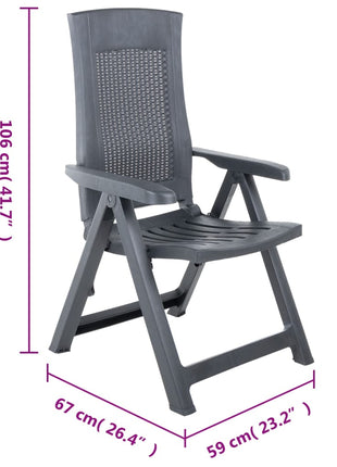 Tuinstoelen 2 st verstelbaar kunststof antracietkleurig