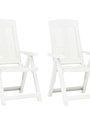 Tuinstoelen 2 st verstelbaar kunststof wit