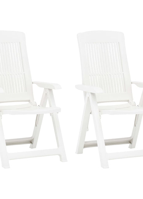 Tuinstoelen 2 st verstelbaar kunststof wit