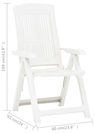 Tuinstoelen 2 st verstelbaar kunststof wit