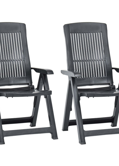 Tuinstoelen 2 st verstelbaar kunststof antracietkleurig