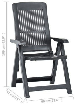 Tuinstoelen 2 st verstelbaar kunststof antracietkleurig