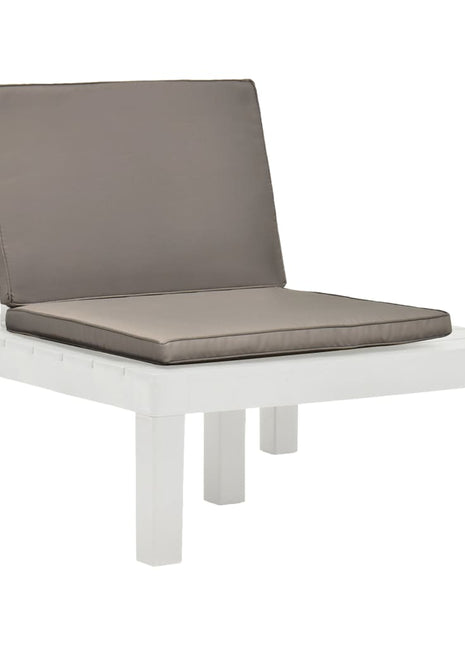 Loungestoel met kussen kunststof wit