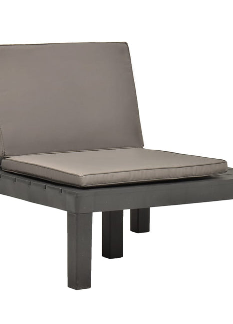 Loungestoel met kussen kunststof antraciet