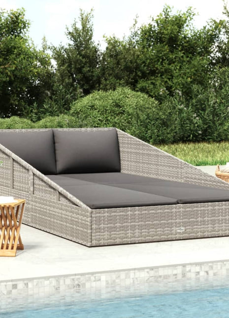 Tuinbed 110X200 Cm Poly Rattan Grijs