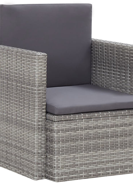 Tuinstoel met kussens poly rattan grijs