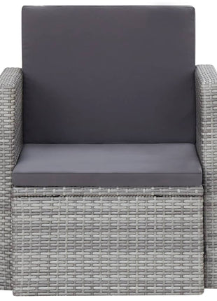 Tuinstoel met kussens poly rattan grijs