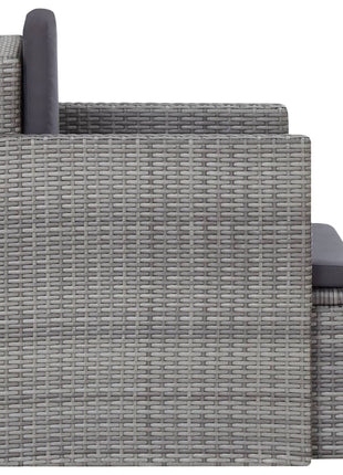 Tuinstoel met kussens poly rattan grijs