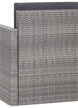 Tuinstoel met kussens poly rattan grijs